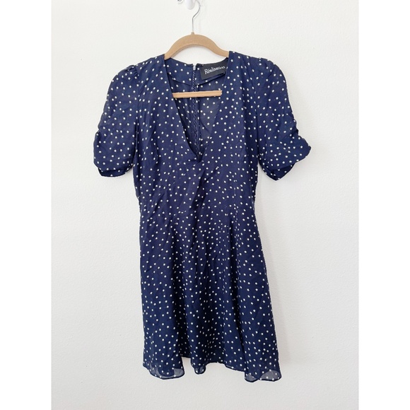 Realisation Par Ozzie 100% Silk Star Print Patriotic Mini Dress Navy S - Picture 3 of 8